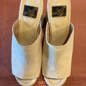 FREEBIRD Trina High Heel Slide Sandals Mules Size 10 OFF WHITE LEATHER